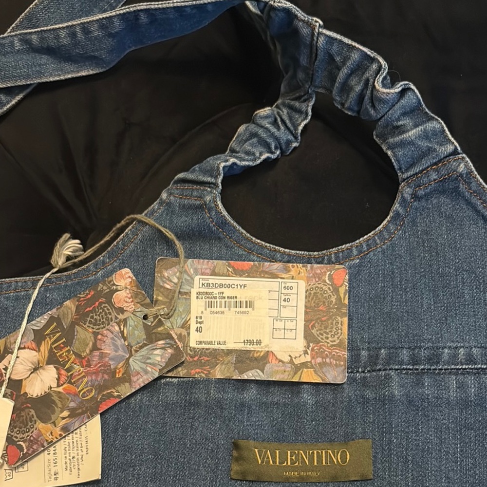 Valentino Denim Top with Colorful Butterfly Embroidery - Picture 2 of 3